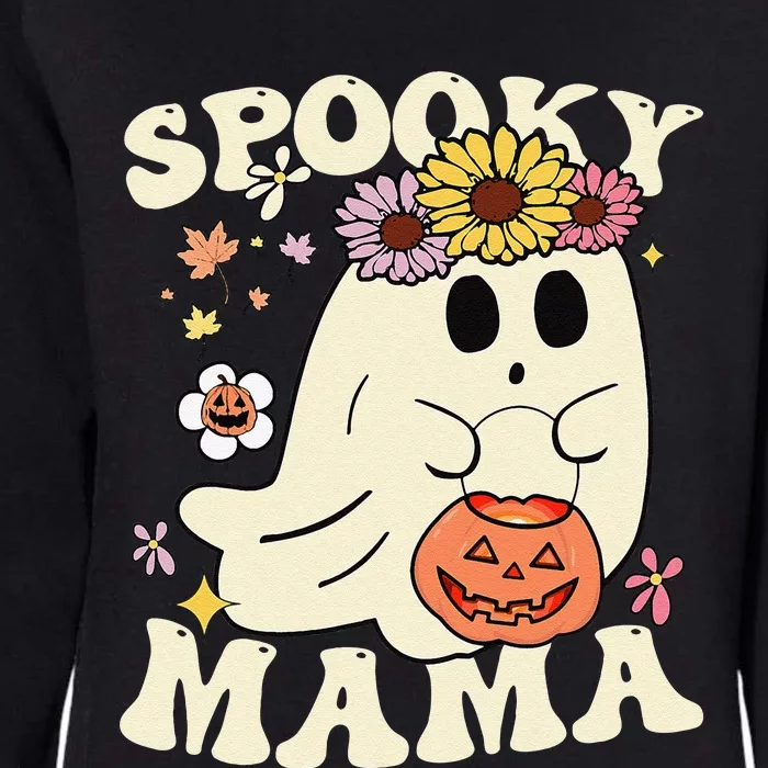 Groovy Spooky Mama Vibe Halloween Floral Ghost Spooky Season Womens California Wash Sweatshirt