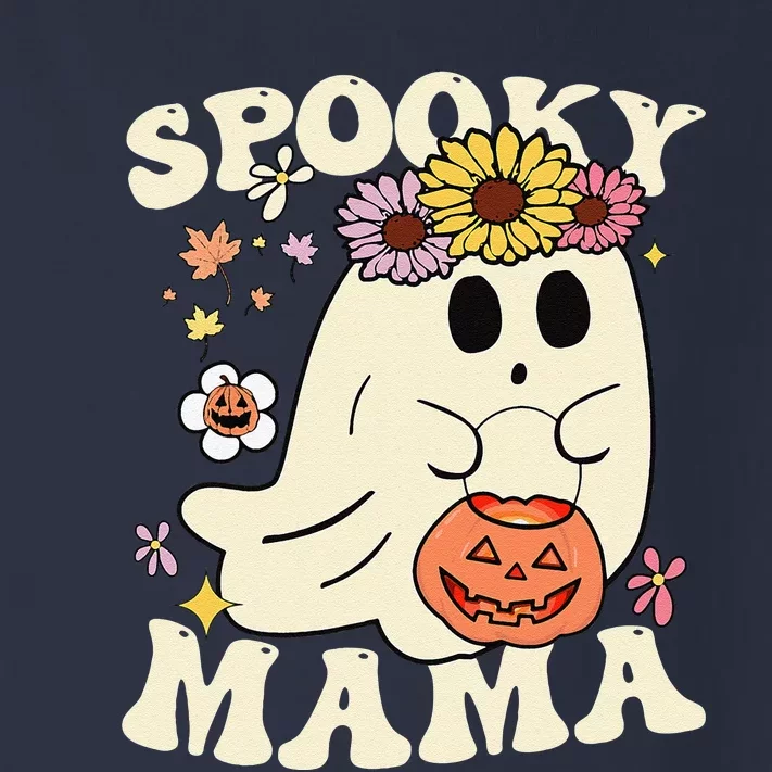 Groovy Spooky Mama Vibe Halloween Floral Ghost Spooky Season Toddler Long Sleeve Shirt