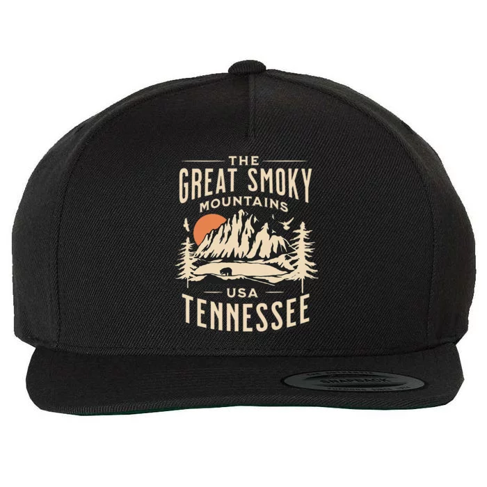 Great Smoky Mountains National Park Tennessee Hike Outdoors Wool Snapback Cap