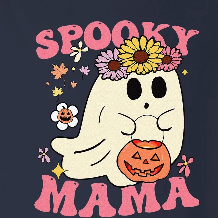 Groovy Spooky Mama Vibes Retro Halloween Ghost Spooky Season Toddler Long Sleeve Shirt