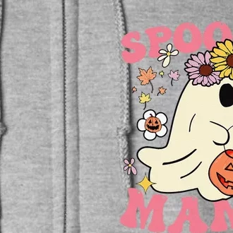 Groovy Spooky Mama Vibes Retro Halloween Ghost Spooky Season Full Zip Hoodie