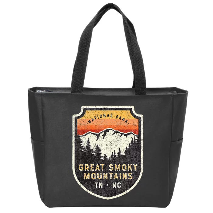 Great Smoky Mountains National Park Vintage Crest Zip Tote Bag