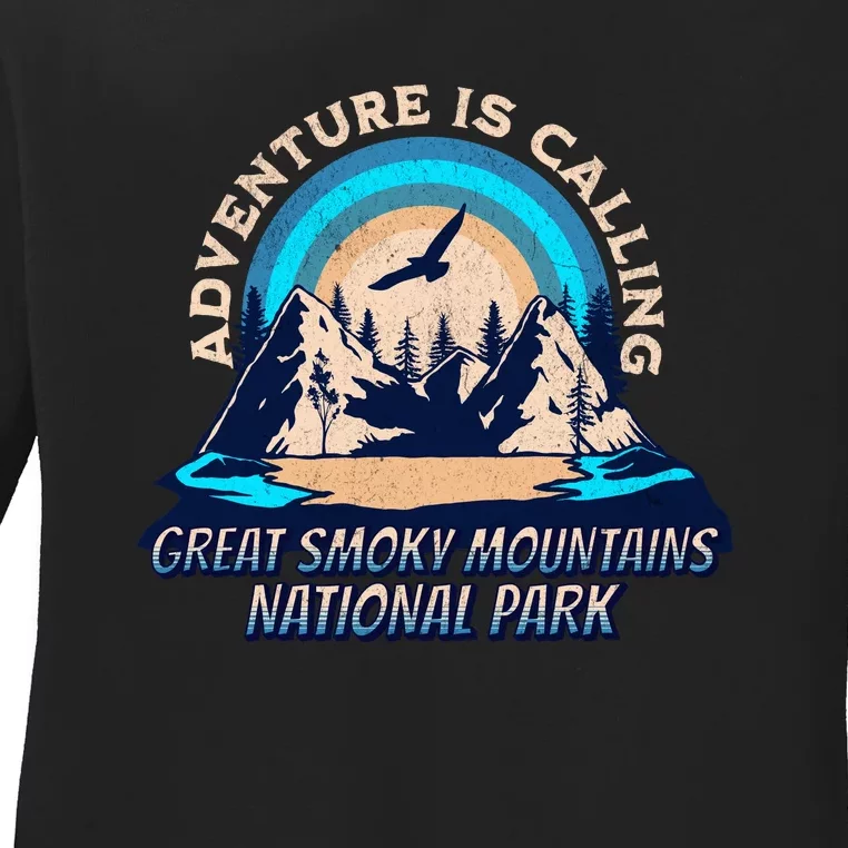 Great Smoky Mountains National Park Camping Hiking Family Vacation Ladies Long Sleeve Shirt