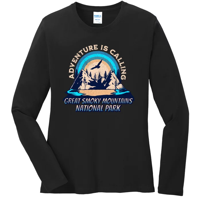 Great Smoky Mountains National Park Camping Hiking Family Vacation Ladies Long Sleeve Shirt