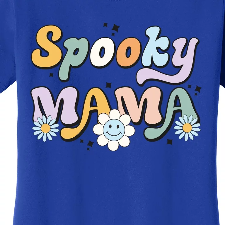 Groovy Spooky Mama Retro Halloween Ghost Witchy Spooky Mom Women's T-Shirt