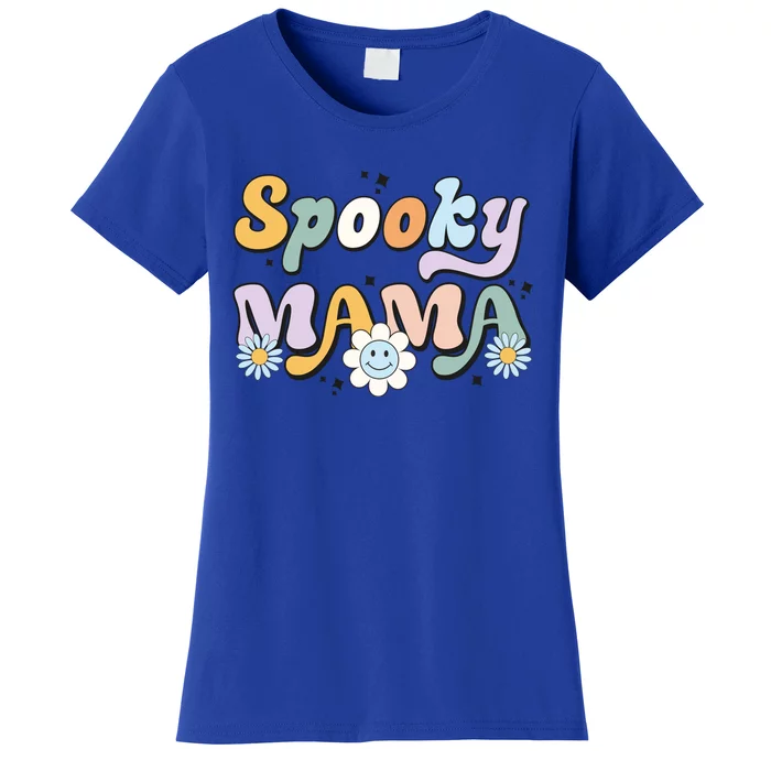 Groovy Spooky Mama Retro Halloween Ghost Witchy Spooky Mom Women's T-Shirt