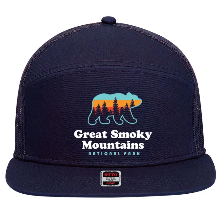 Great Smoky Mountains Great Gift Bear Great Smoky Mountains Gift 7 Panel Mesh Trucker Snapback Hat