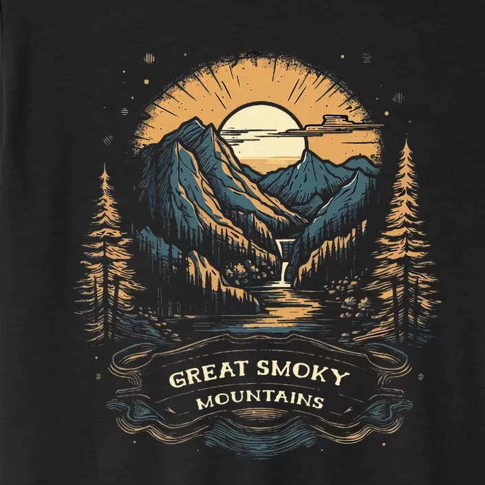 Great Smoky Mountains Retro Usa National Park ChromaSoft Performance T-Shirt