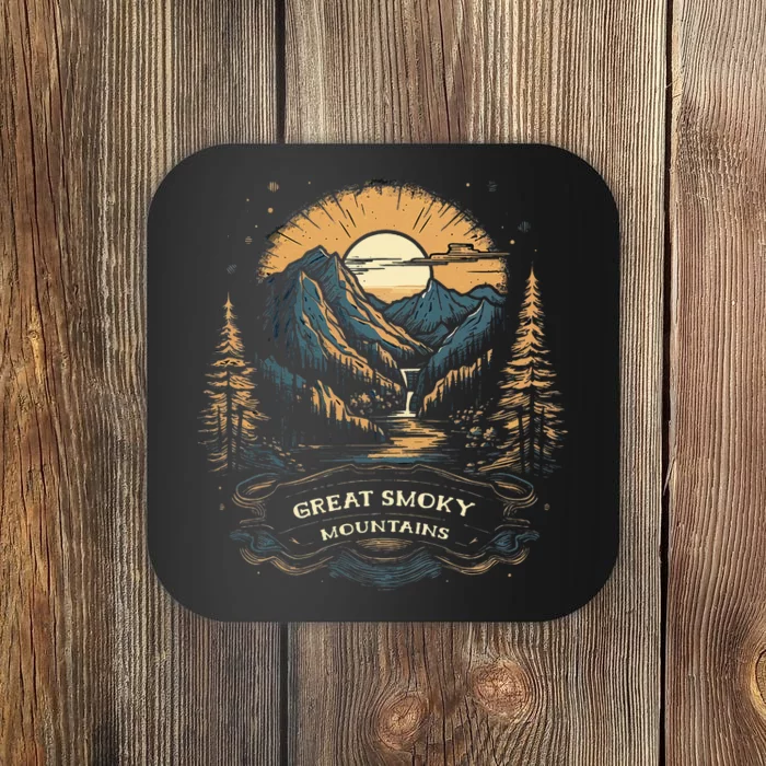 Great Smoky Mountains Retro Usa National Park Coaster