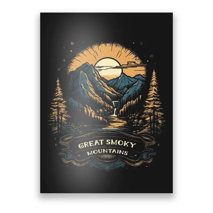 Great Smoky Mountains Retro Usa National Park Poster