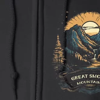 Great Smoky Mountains Retro Usa National Park Full Zip Hoodie