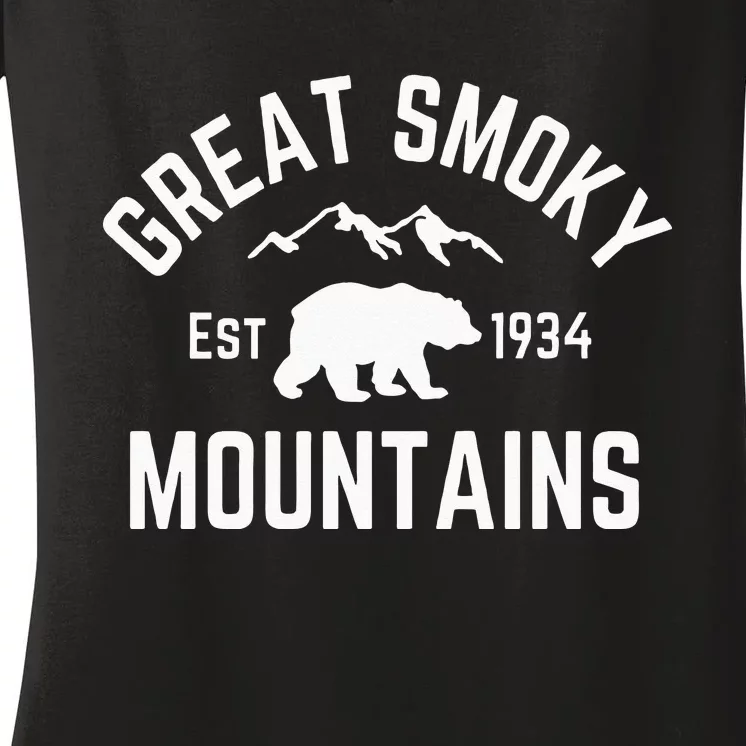 Great Smoky Mountains National Park Bear Tennessee Nature Women's V-Neck T-Shirt