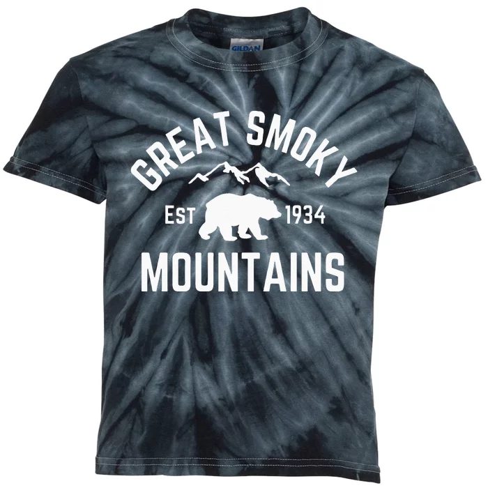 Great Smoky Mountains National Park Bear Tennessee Nature Kids Tie-Dye T-Shirt