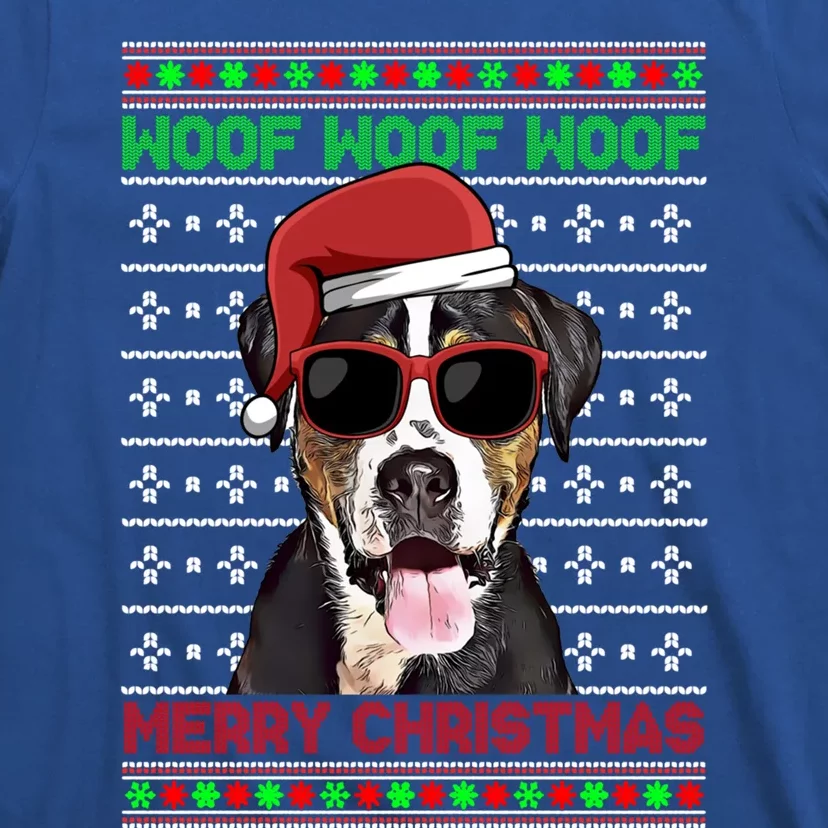 Greater Swiss Mountain Dog Woof Merry Christmas Cool Gift T-Shirt