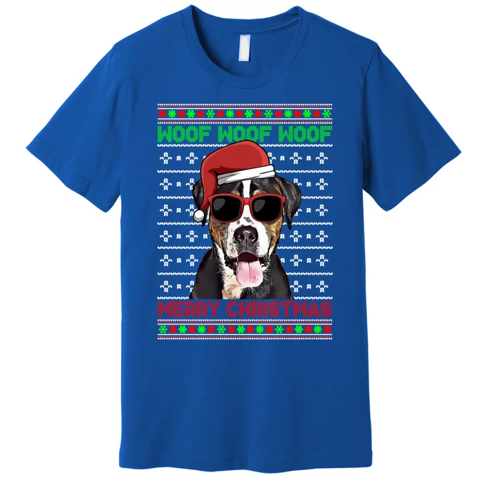 Greater Swiss Mountain Dog Woof Merry Christmas Cool Gift Premium T-Shirt