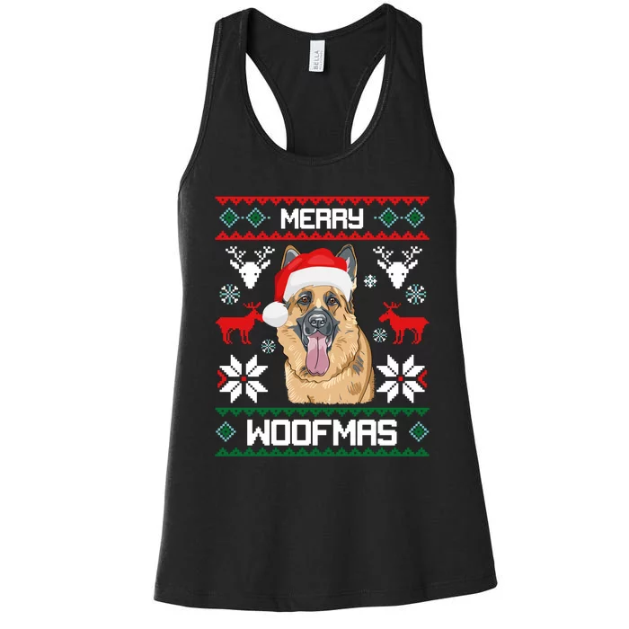 German Shepherd Merry Woofmas Christmas Dog Gift Women's Racerback Tank