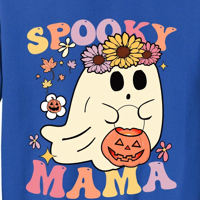 Groovy Spooky Mama Floral Ghost Mom Pumpkin Halloween Cute Gift Tall Sweatshirt