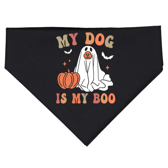 Groovy Spooky My Dog Is My Boo Funny Ghost Meaningful Gift USA-Made Doggie Bandana