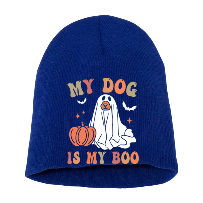 Groovy Spooky My Dog Is My Boo Funny Ghost Meaningful Gift Short Acrylic Beanie