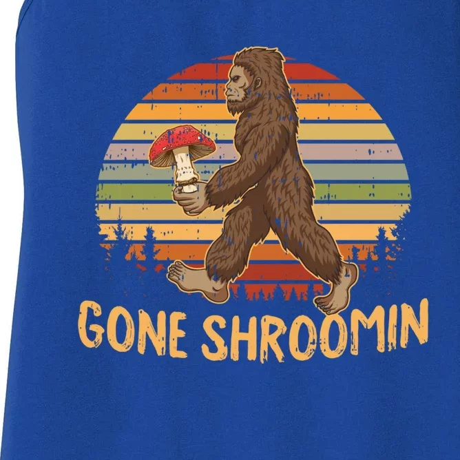 Gone Shrooming Mycologist Funny Bigfoot Mushroom Hunter Gift Great Gift Women's Racerback Tank