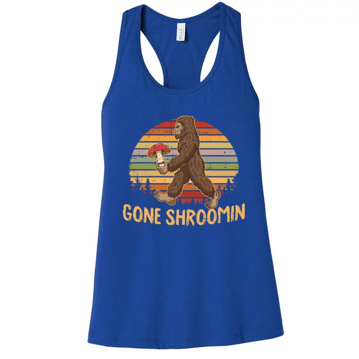 Gone Shrooming Mycologist Funny Bigfoot Mushroom Hunter Gift Great Gift Women's Racerback Tank