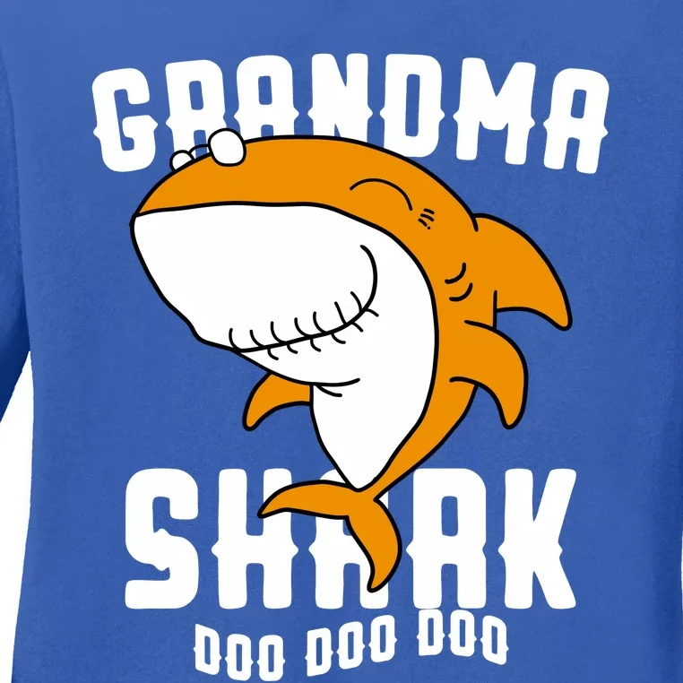 Grandma Shark Mommy Birthday Halloween Christmas Ladies Long Sleeve Shirt