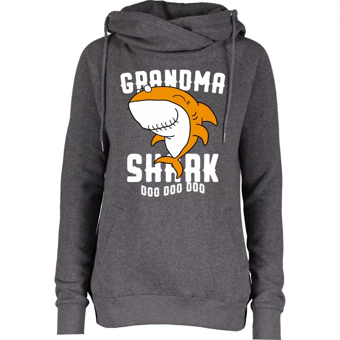 Grandma Shark Mommy Birthday Halloween Christmas Womens Funnel Neck Pullover Hood