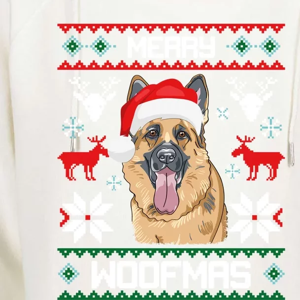 Ger Shepherd Merry Woofmas Cool Gift Christmas Dog Gift Womens Funnel Neck Pullover Hood