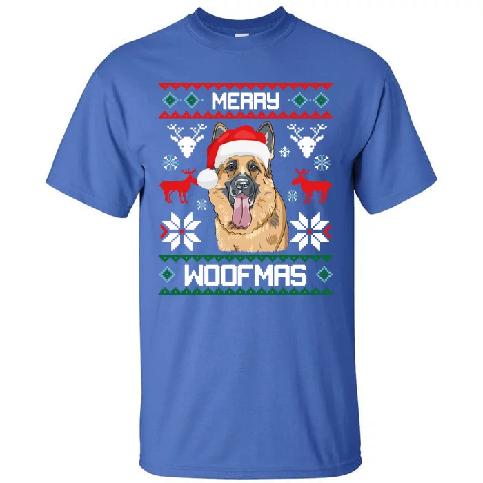 Ger Shepherd Merry Woofmas Cool Gift Christmas Dog Gift Tall T-Shirt