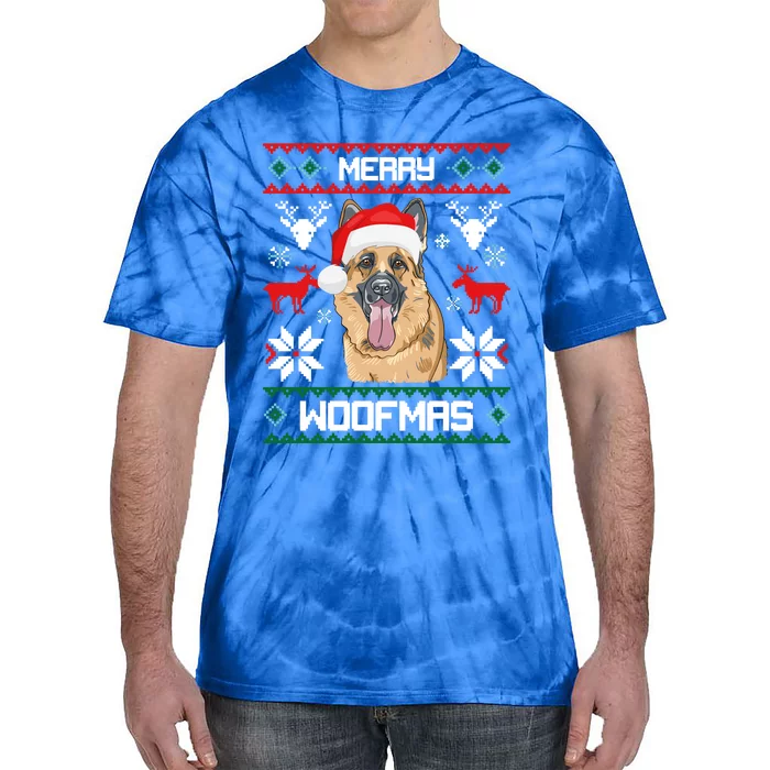 Ger Shepherd Merry Woofmas Cool Gift Christmas Dog Gift Tie-Dye T-Shirt