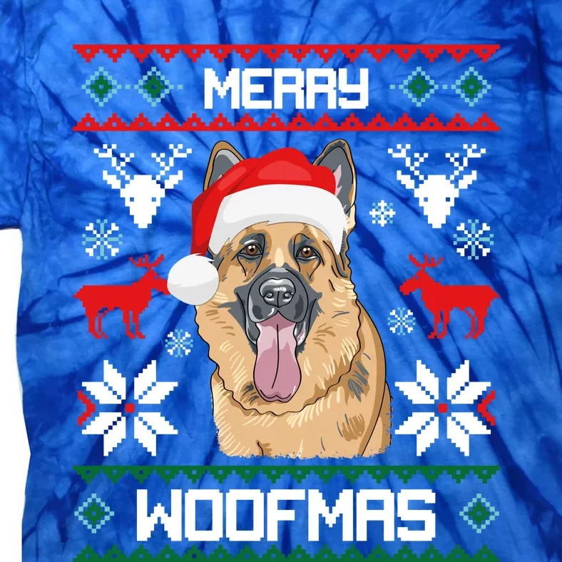 Ger Shepherd Merry Woofmas Cool Gift Christmas Dog Gift Tie-Dye T-Shirt