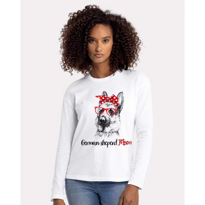 German Shepherd Mom Happy Mother's Day Red Headband Gift Womens Cotton Relaxed Long Sleeve T-Shirt