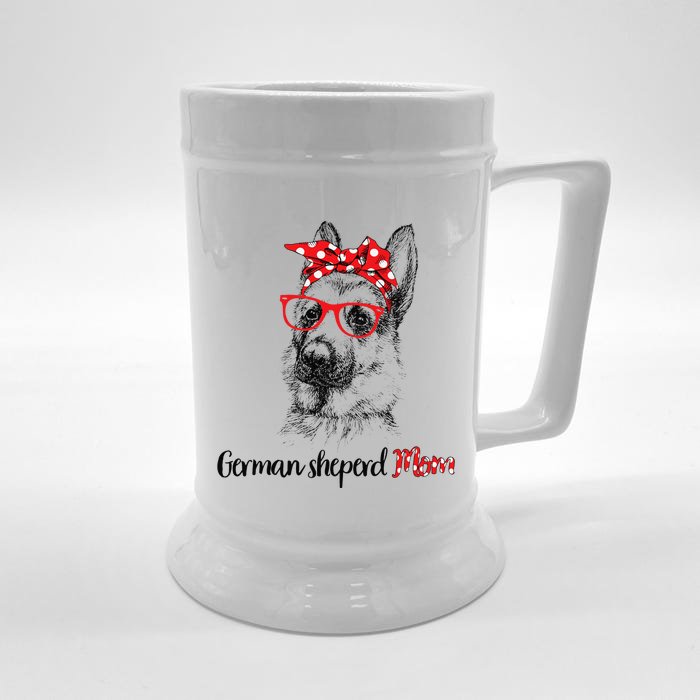 German Shepherd Mom Happy Mother's Day Red Headband Gift Front & Back Beer Stein