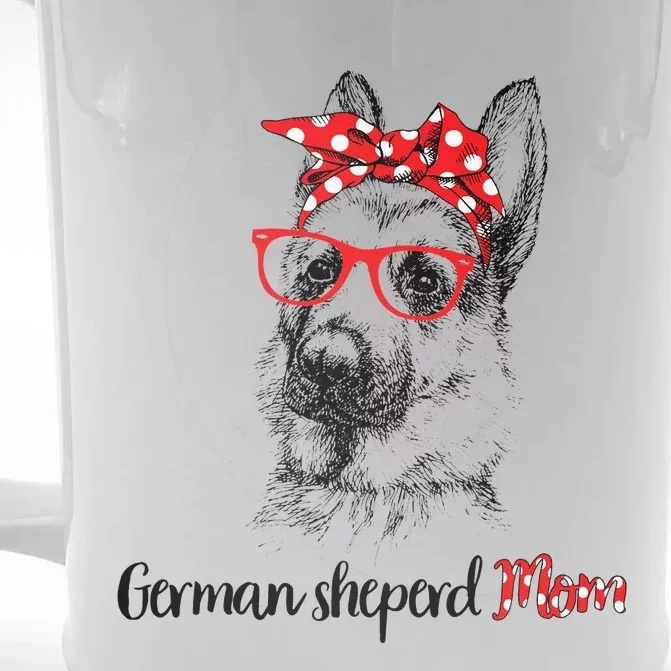 German Shepherd Mom Happy Mother's Day Red Headband Gift Front & Back Beer Stein