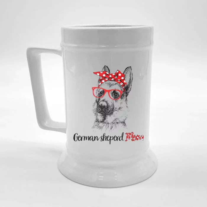 German Shepherd Mom Happy Mother's Day Red Headband Gift Front & Back Beer Stein