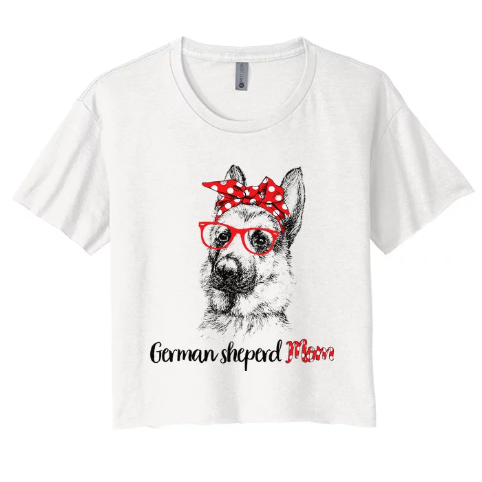 German Shepherd Mom Happy Mother's Day Red Headband Gift Women's Crop Top Tee