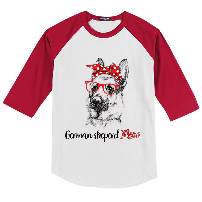 German Shepherd Mom Happy Mother's Day Red Headband Gift Kids Colorblock Raglan Jersey