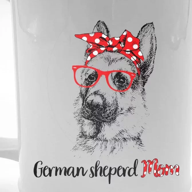 German Shepherd Mom Happy Mother's Day Red Headband Gift Front & Back Beer Stein