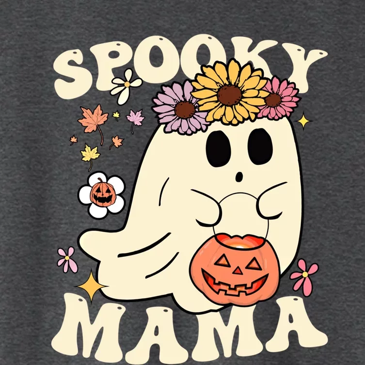 Groovy Spooky Mama Vibe Halloween Floral Ghost Spooky Season Gift Women's Crop Top Tee