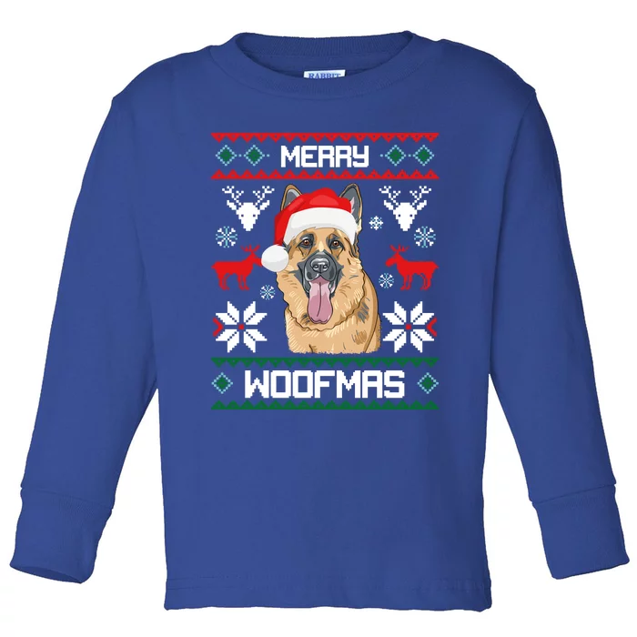 Ger Shepherd Merry Woofmas Gift Christmas Dog Gift Toddler Long Sleeve Shirt