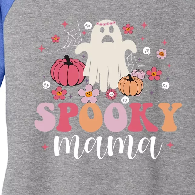 Groovy Spooky Mama Ghost Lover Halloween His/Her Gift Women's Tri-Blend 3/4-Sleeve Raglan Shirt