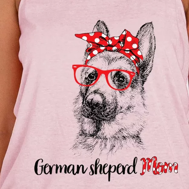 German Shepherd Mom Happy Mothers Day Red Headband Gift Women's Knotted Racerback Tank