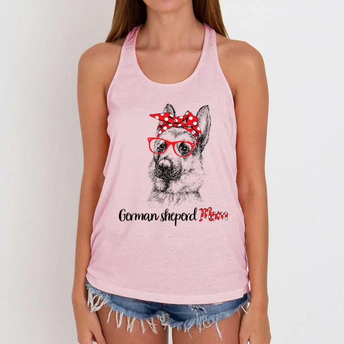 German Shepherd Mom Happy Mothers Day Red Headband Gift Women's Knotted Racerback Tank