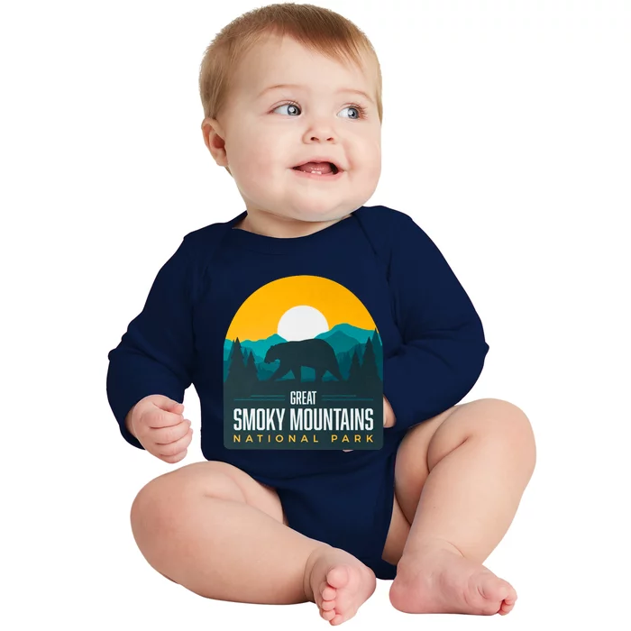 Great Smoky Mountains National Park Bear Hiking Souvenir Gift Baby Long Sleeve Bodysuit