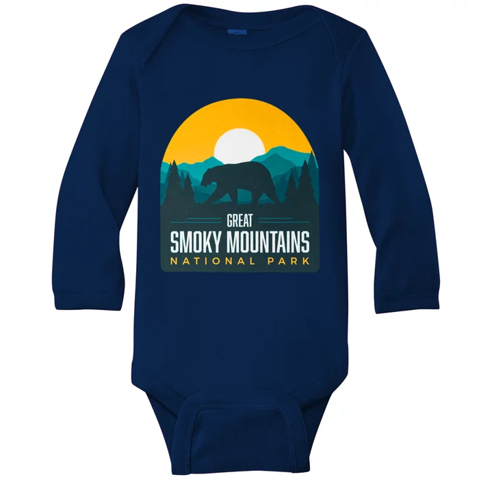 Great Smoky Mountains National Park Bear Hiking Souvenir Gift Baby Long Sleeve Bodysuit