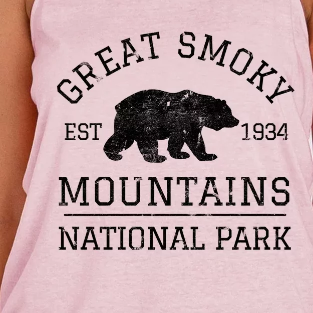 Great Smoky Mountains National Park Tennessee Bear Hiking Gift Women's Knotted Racerback Tank