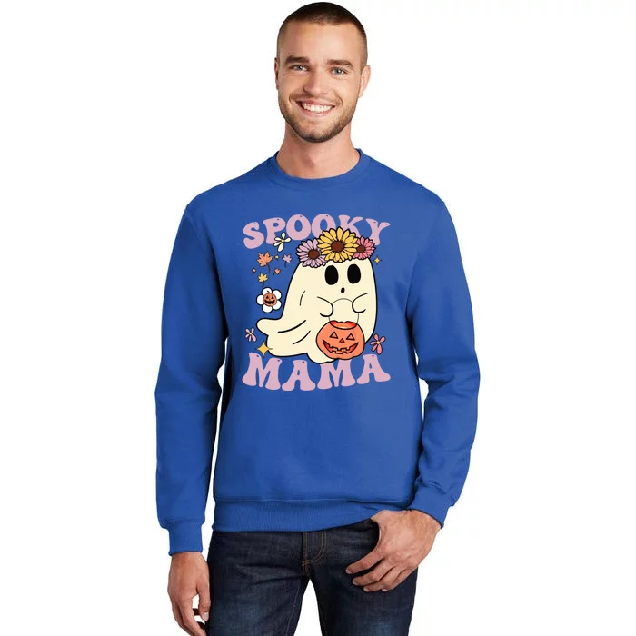 Groovy Spooky Mama Vibes Halloween Hippi Ghost Spooky Season Meaningful Gift Tall Sweatshirt