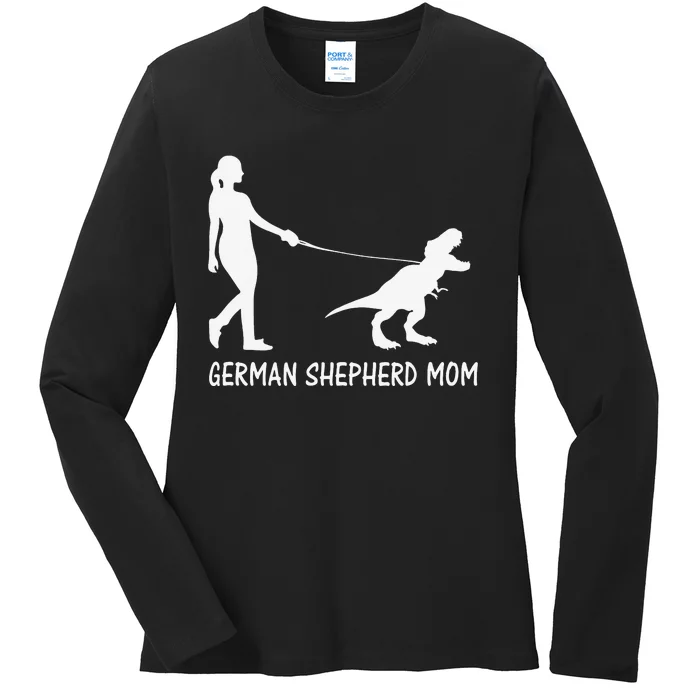 German Shepherd Mom Dinosaur GSD Owners Trex Mother Ladies Long Sleeve Shirt