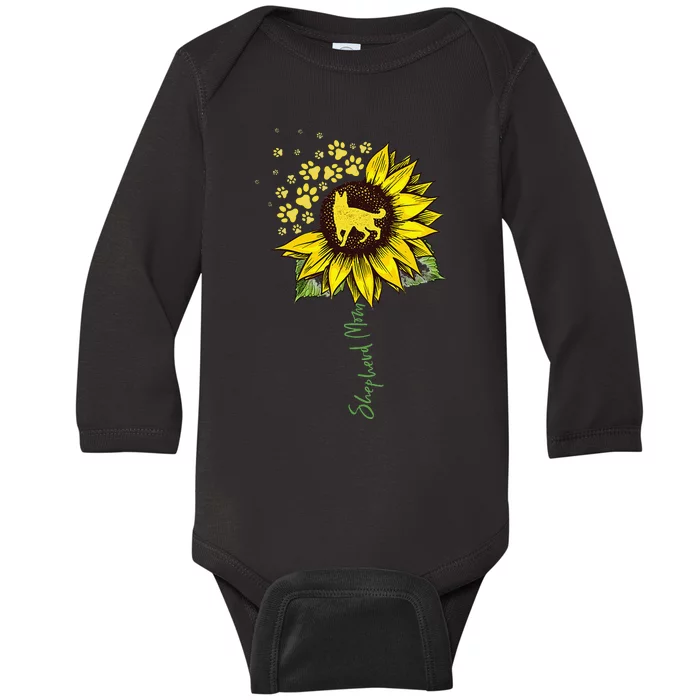 German Shepherd Mom Sunflower Shepherd Gifts Dog Mom Mama Baby Long Sleeve Bodysuit