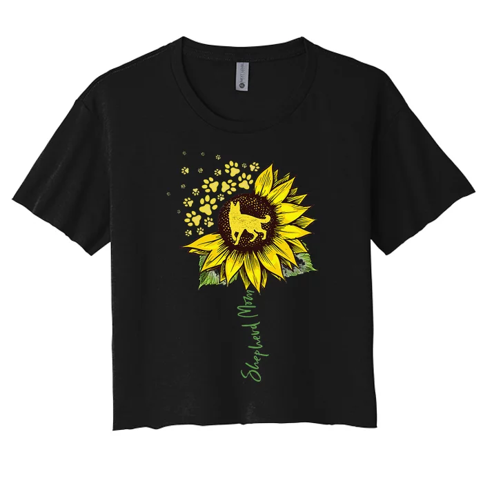 German Shepherd Mom Sunflower Shepherd Gifts Dog Mom Mama Women's Crop Top Tee